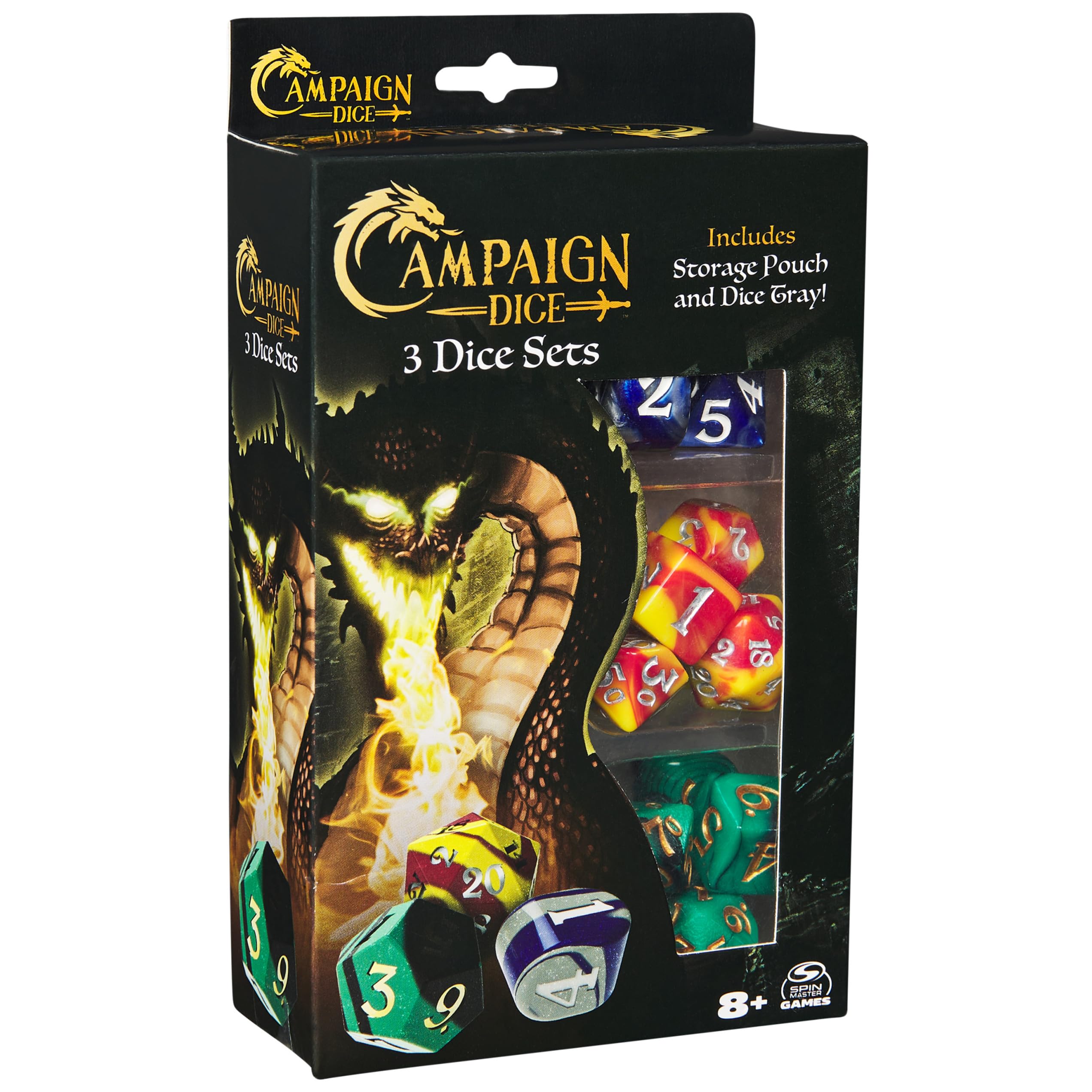 Set De Dados Campaign Polyhedron Con Bolsa De Almacenamiento Y Bandeja Para Dados - Venta Internacional.