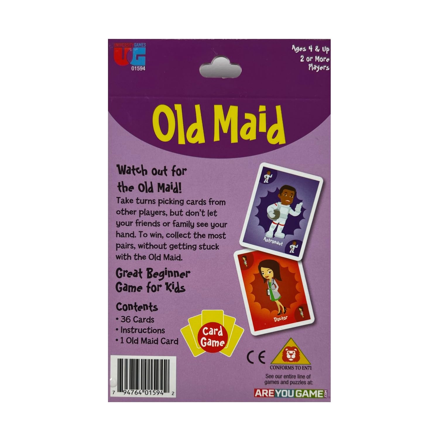 Foto 3 pulgar | Juego De Cartas University Games Old Maid Jumbo Size Kids 4+ - Venta Internacional.