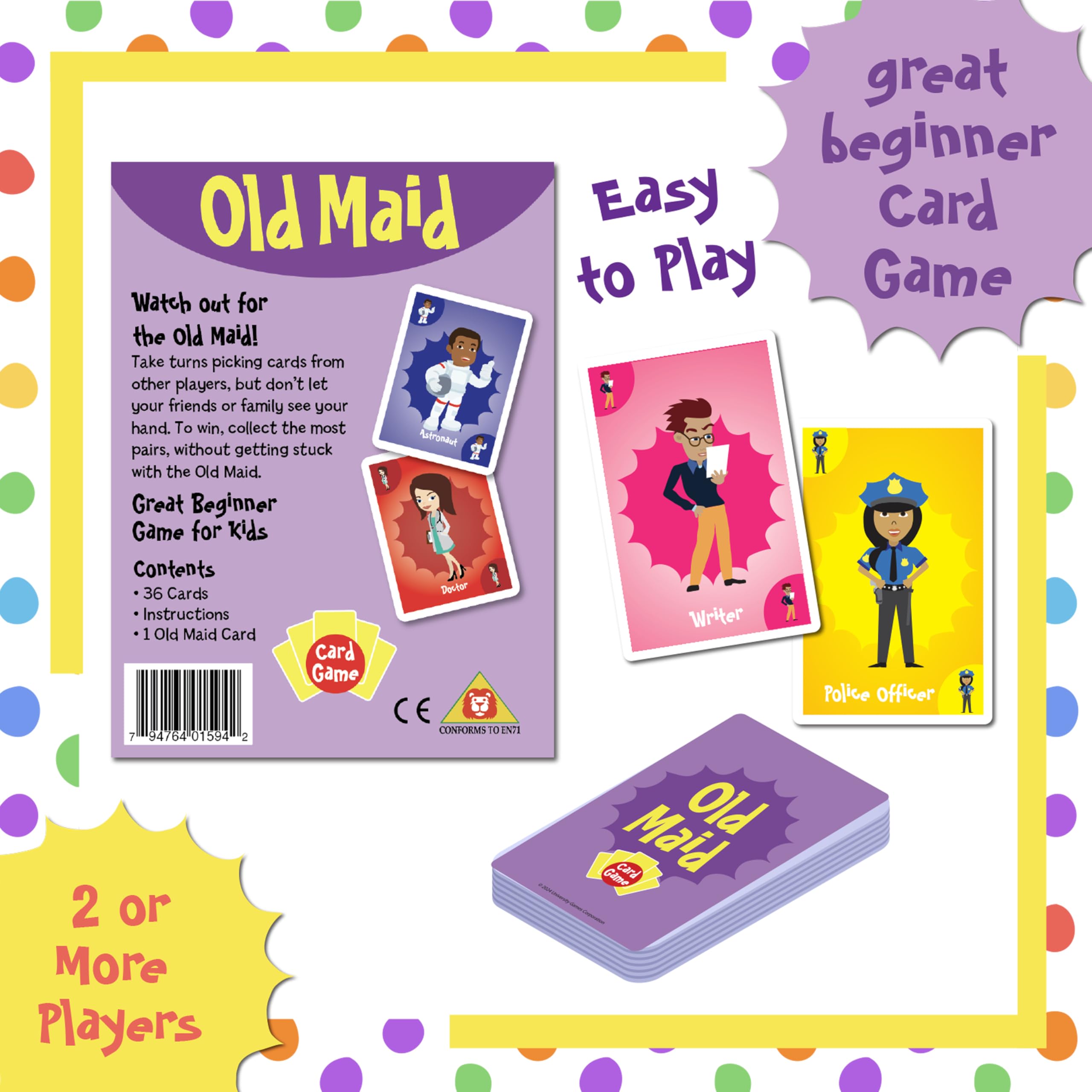 Foto 7 pulgar | Juego De Cartas University Games Old Maid Jumbo Size Kids 4+ - Venta Internacional.