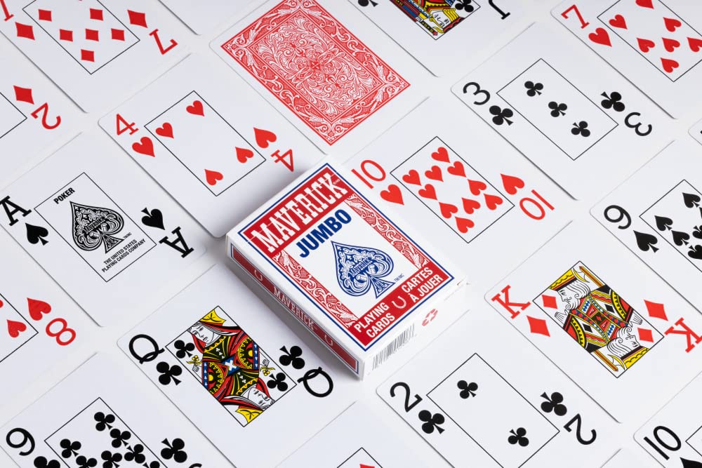 Foto 7 pulgar | Juego De Cartas Maverick Jumbo Index Poker, Paquete De 12, Rojo Y Azul - Venta Internacional.