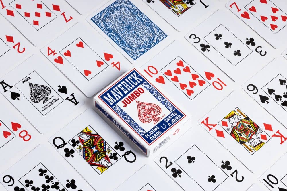 Foto 8 pulgar | Juego De Cartas Maverick Jumbo Index Poker, Paquete De 12, Rojo Y Azul - Venta Internacional.