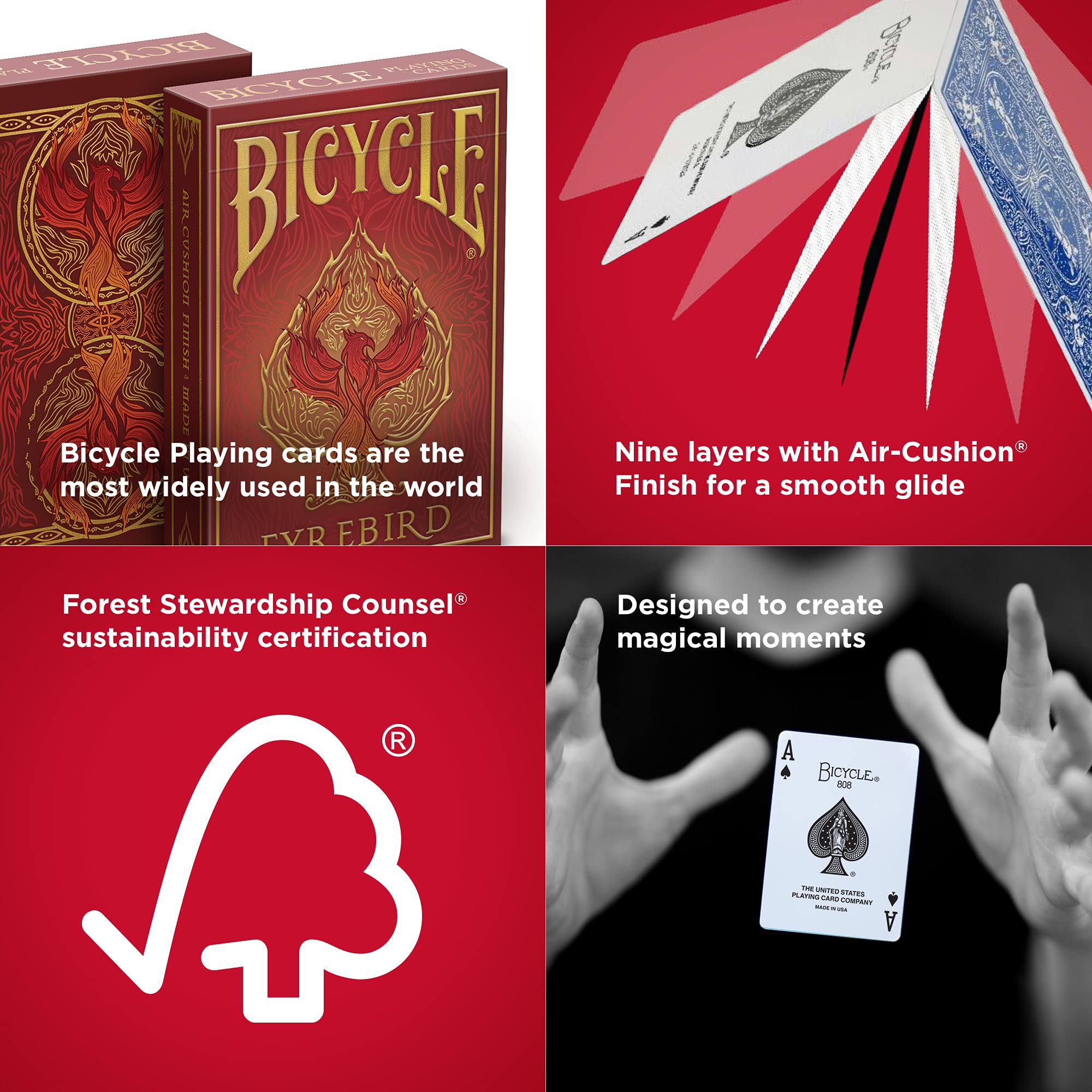 Foto 7 pulgar | Juego De Cartas Bicycle Fyrebird Red - Venta Internacional.
