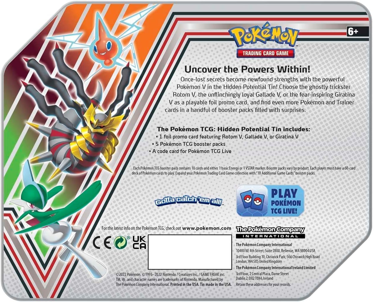 Foto 4 pulgar | Juego De Cartas Coleccionables Pokémon Hidden Potential Tin Gallade V - Venta Internacional.
