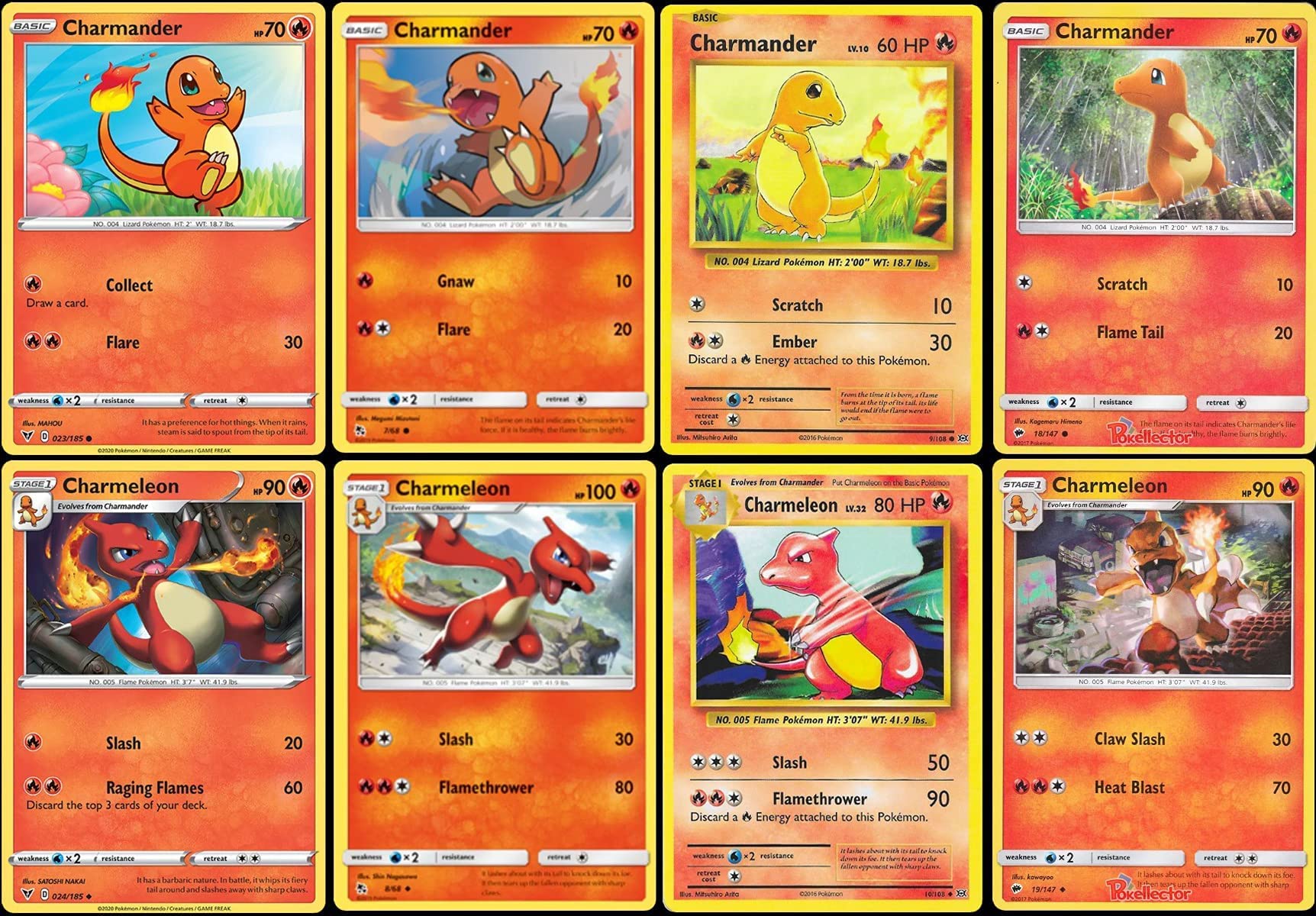 Foto 2 pulgar | Lote De Cartas Coleccionables Pokémon Charmander Charmeleon X8 - Venta Internacional.