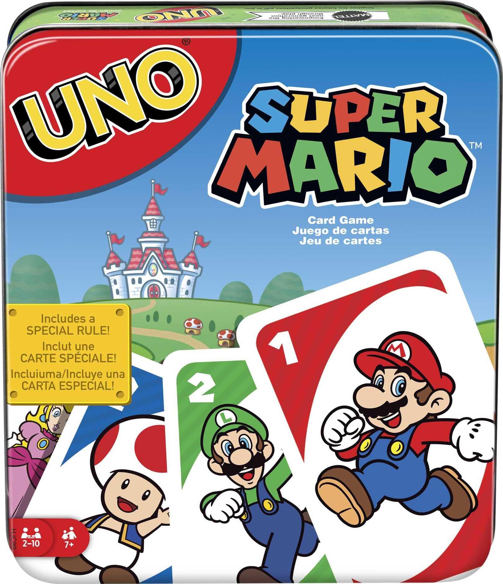 Foto 2 pulgar | Juego de Cartas Mattel Games Uno Super Mario con Lata Coleccionable - Venta Internacional