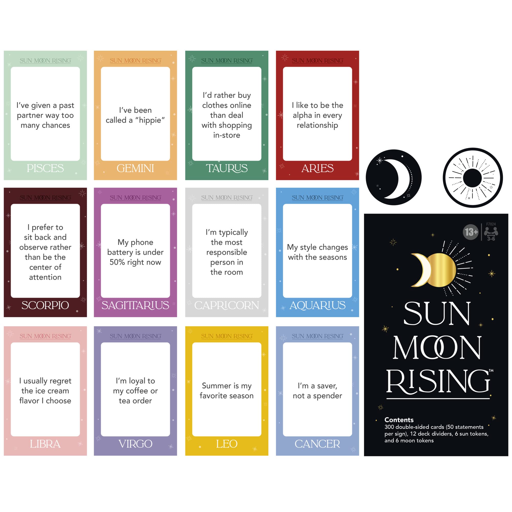 Foto 3 pulgar | Juego De Cartas Hasbro Gaming Sun Moon Rising Astrology Adults - Venta Internacional.