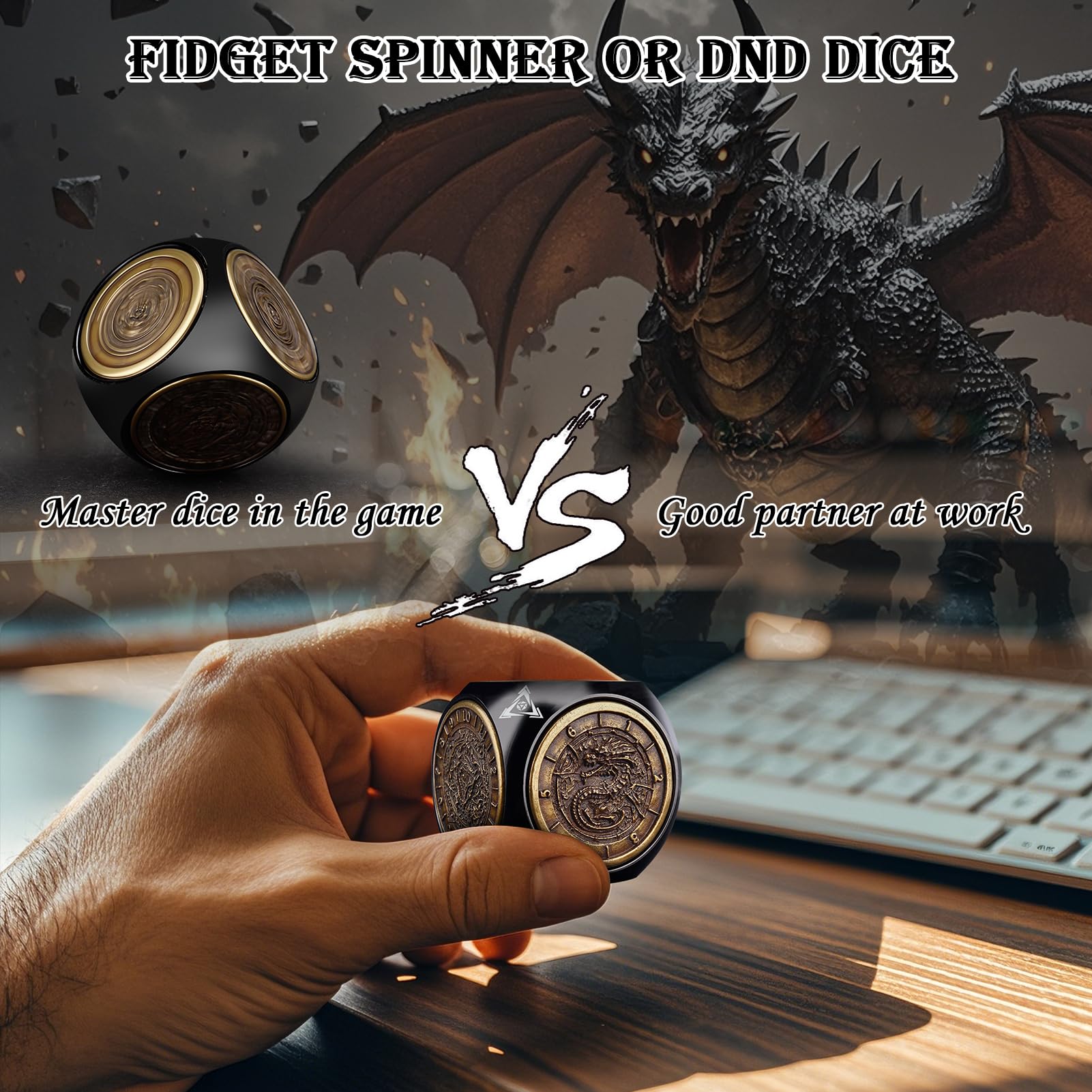 Foto 5 pulgar | Juego De Dados Haxtec Spinner Dice 7 En 1 Metal Dnd Dungeons Dragons - Venta Internacional.