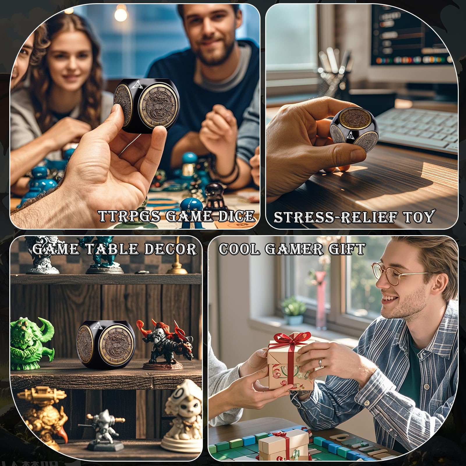 Foto 6 pulgar | Juego De Dados Haxtec Spinner Dice 7 En 1 Metal Dnd Dungeons Dragons - Venta Internacional.