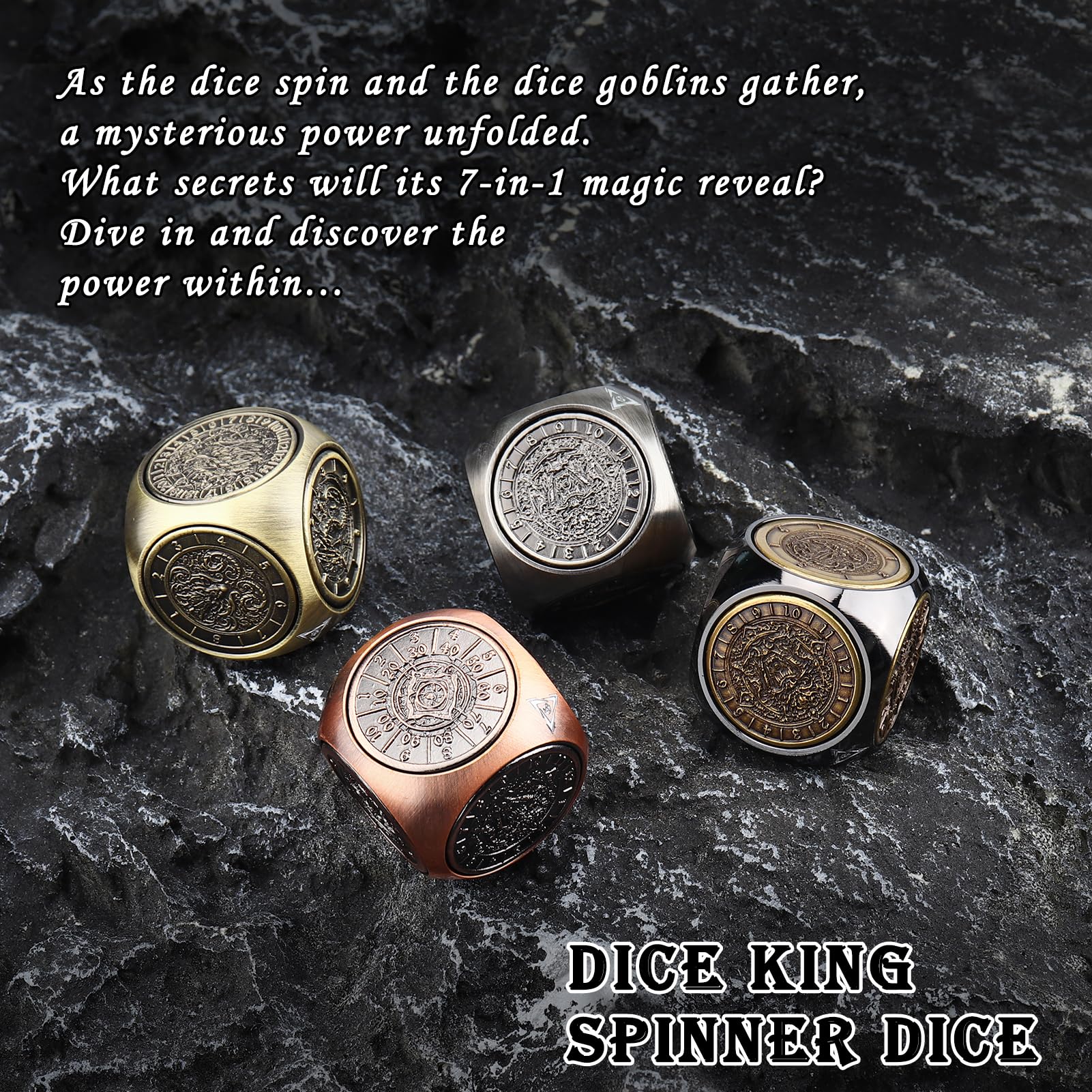Foto 8 pulgar | Juego De Dados Haxtec Spinner Dice 7 En 1 Metal Dnd Dungeons Dragons - Venta Internacional.