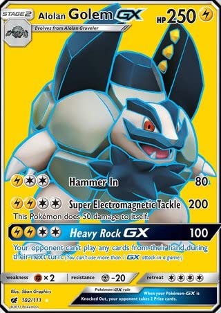 Juego De Cartas Coleccionables Pokémon Alolan Golem-gx 102/111 - Venta Internacional.