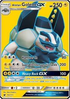 Foto 1 | Juego De Cartas Coleccionables Pokémon Alolan Golem-gx 102/111 - Venta Internacional.