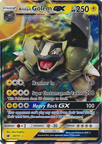 Carta Coleccionable Pokémon Alolan Golem Gx 34/111 Ultra Rare - Venta Internacional.