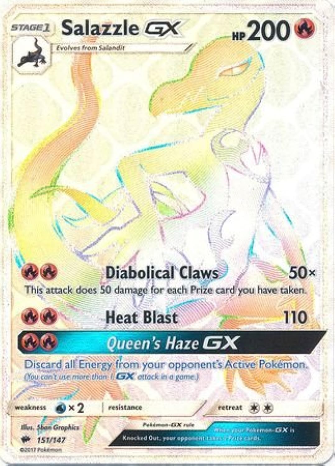 Foto 2 pulgar | Carta Coleccionable Pokémon Salazzle-gx 151/147 Secret Rare - Venta Internacional.
