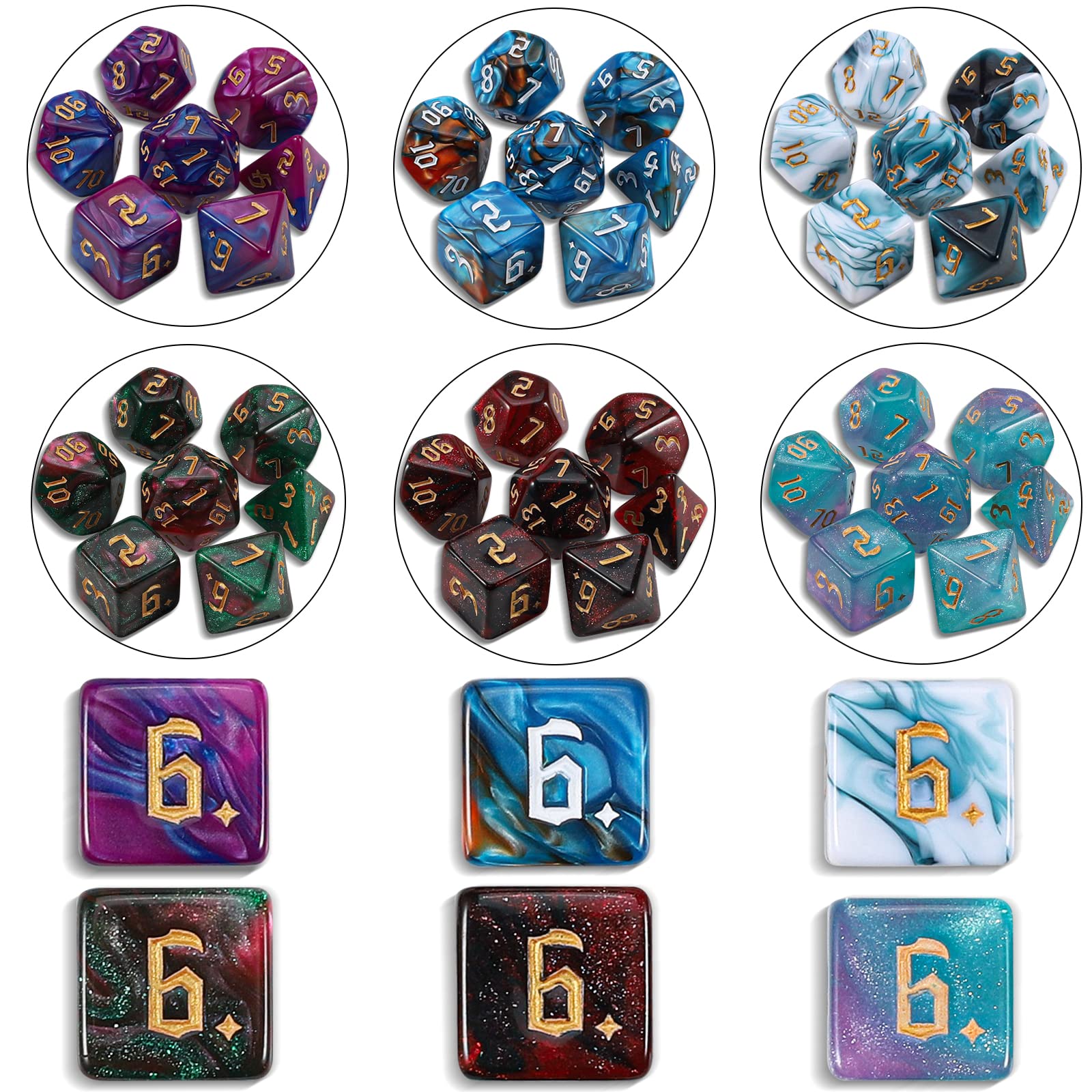 Foto 3 | Juego De Dados Poliédricos Ciaraq Dnd Dice 182 Piezas Con Bolsa De Franela - Venta Internacional.
