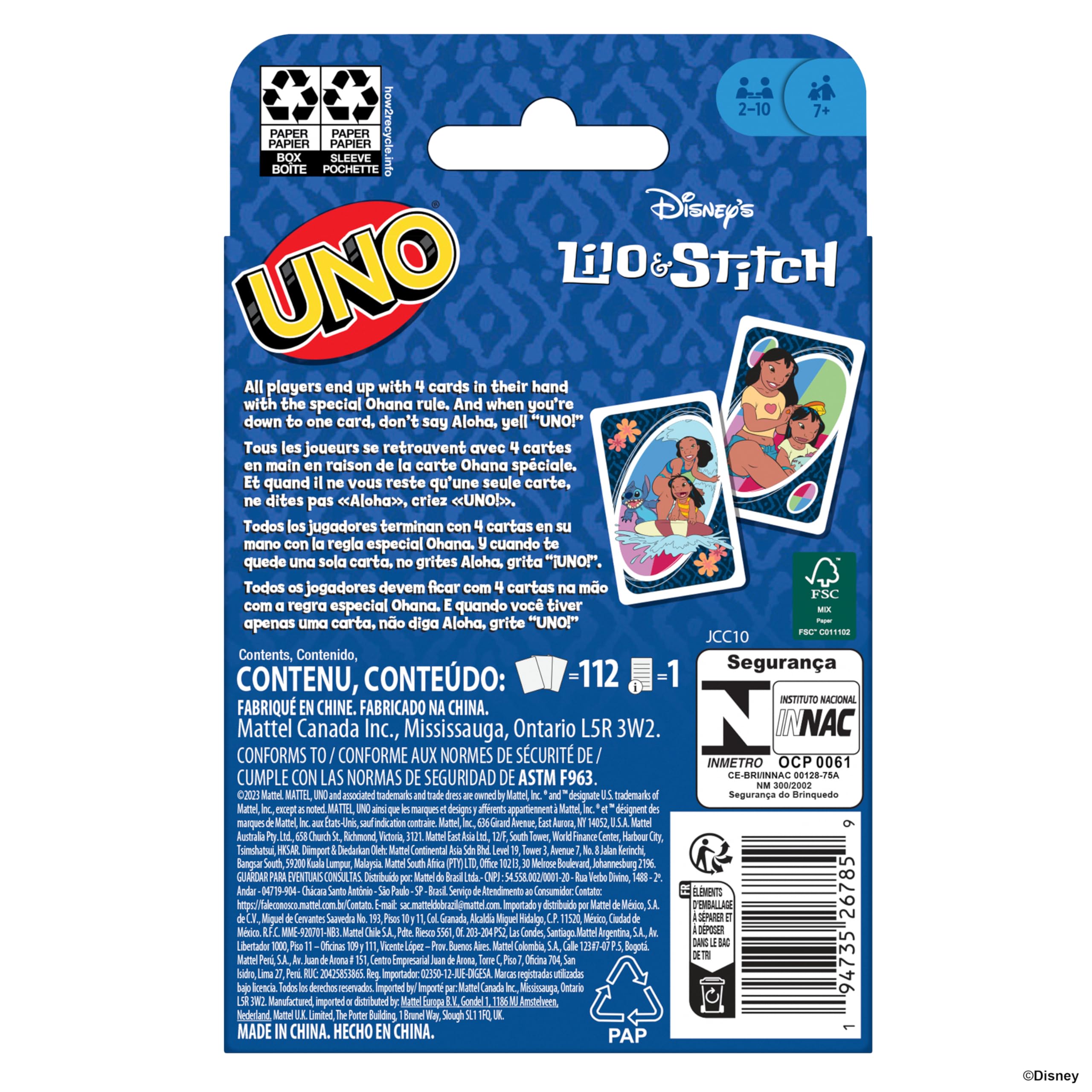 Foto 7 pulgar | Juego De Cartas Mattel Games Uno Disney's Lilo And Stitch - Venta Internacional.