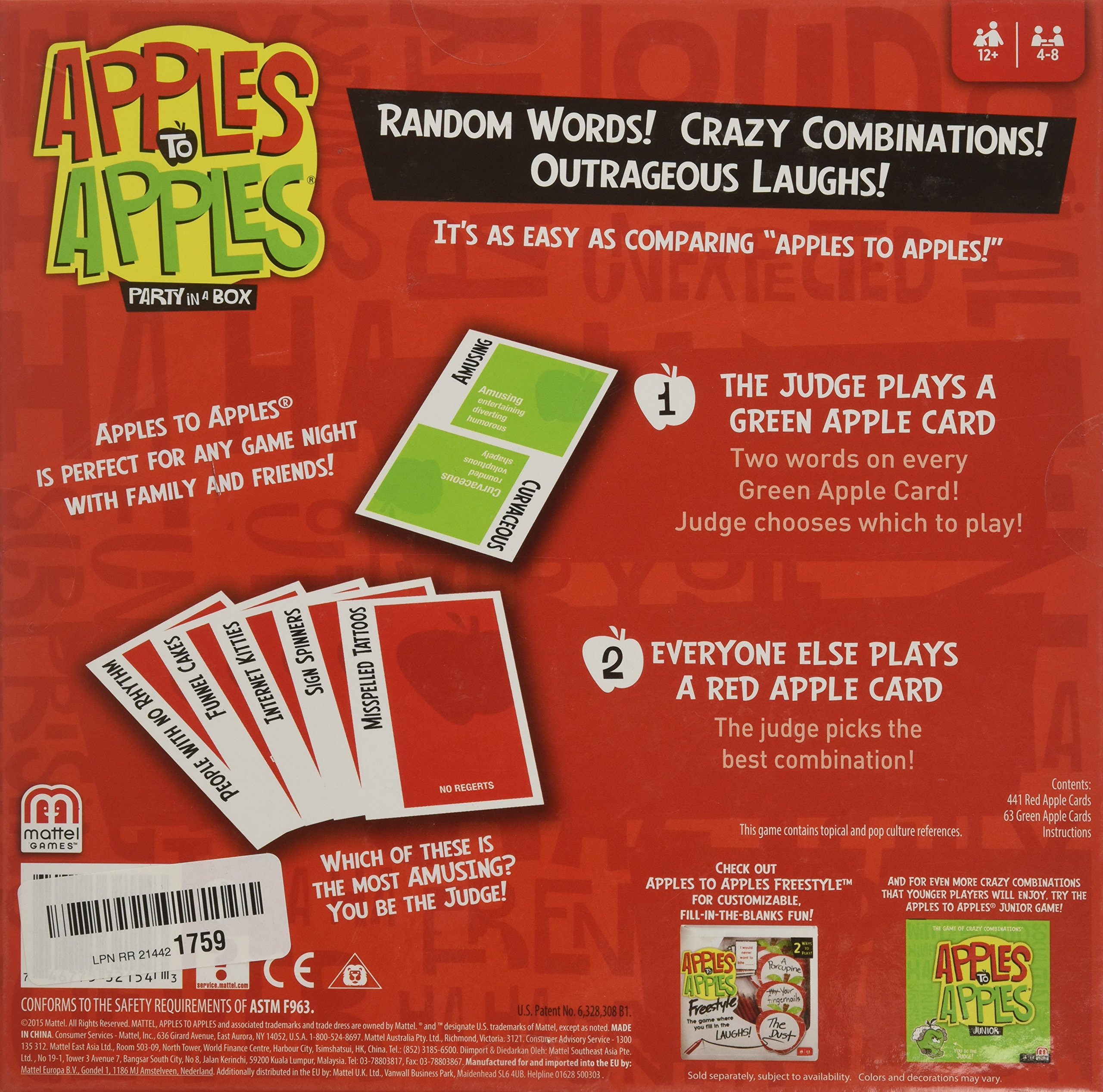 Foto 3 pulgar | Juego De Fiesta Mattel Apples To Apples Party In A Box Bgg15 - Venta Internacional.