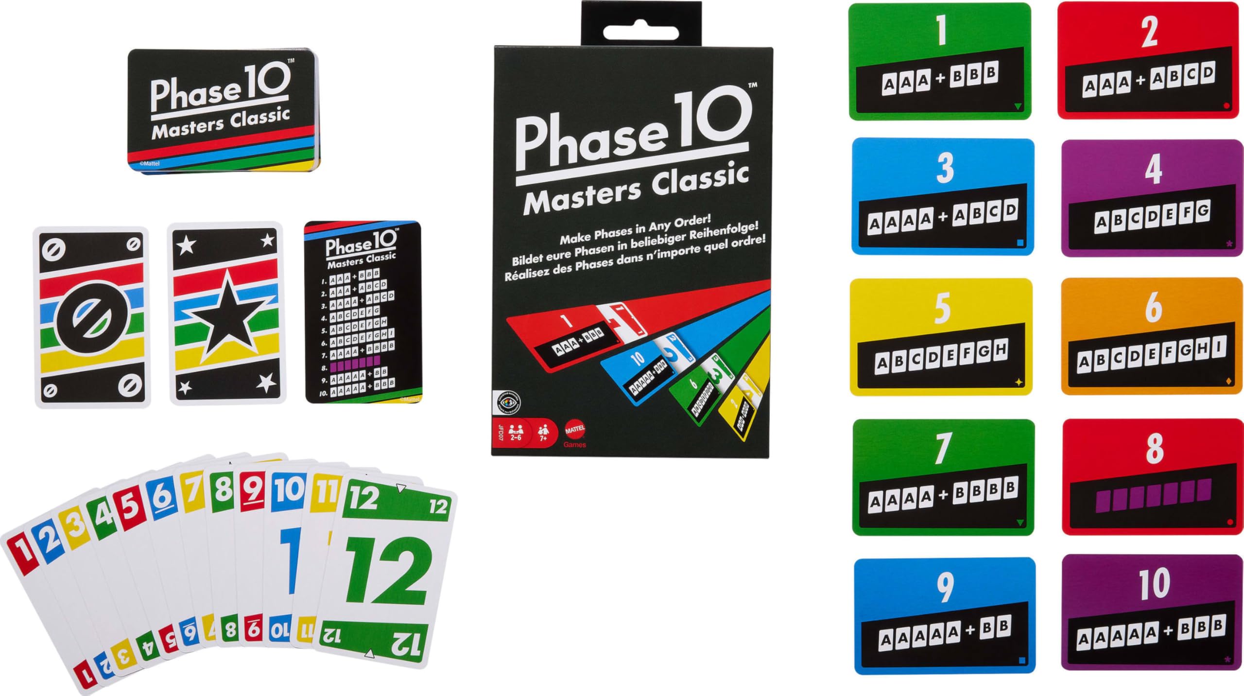 Foto 3 pulgar | Juego De Cartas Mattel Games Phase 10 Masters Classic Family - Venta Internacional.