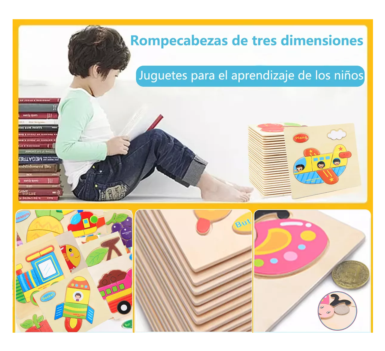 Foto 6 pulgar | Rompecabezas Figuras Surtidas Para Niños Pequeños 14 Pzs, Madera