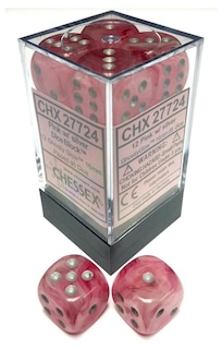 Foto 1 | Juego De Dados Chessex Ghostly Glow, Poliédrico Rosa Y Plateado, D6 X 12 - Venta Internacional.