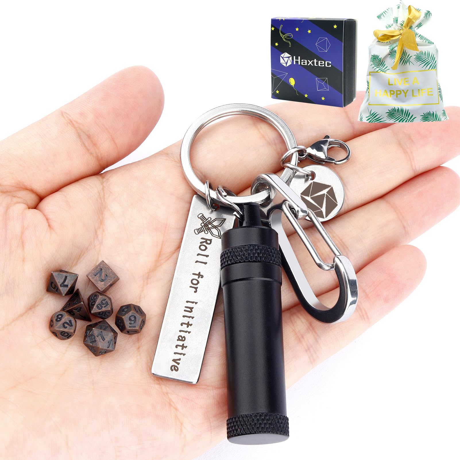 Foto 2 pulgar | Set De Dados Haxtec Mini Metal Dnd Con Funda De Llavero De Regalo - Venta Internacional.