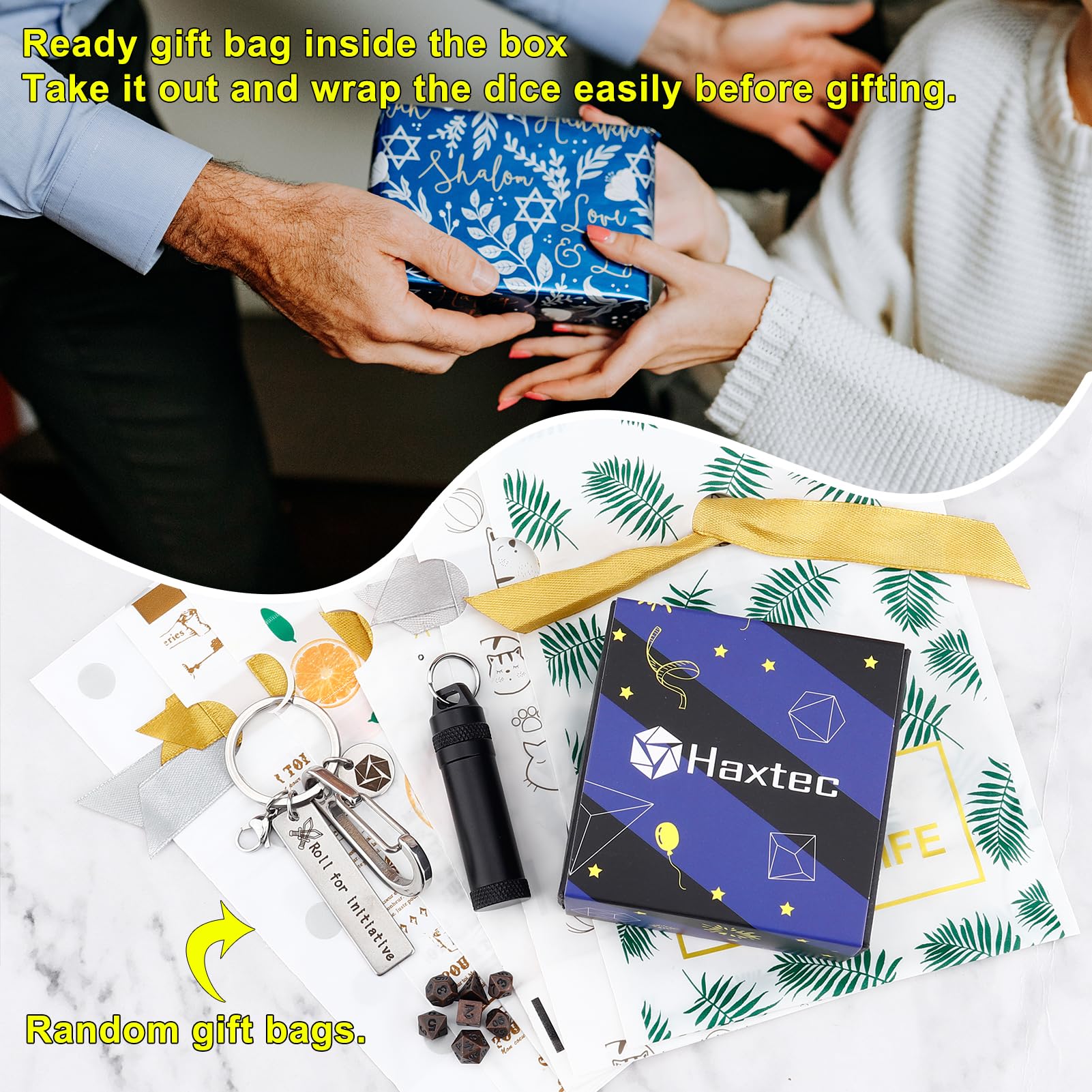 Foto 4 pulgar | Set De Dados Haxtec Mini Metal Dnd Con Funda De Llavero De Regalo - Venta Internacional.