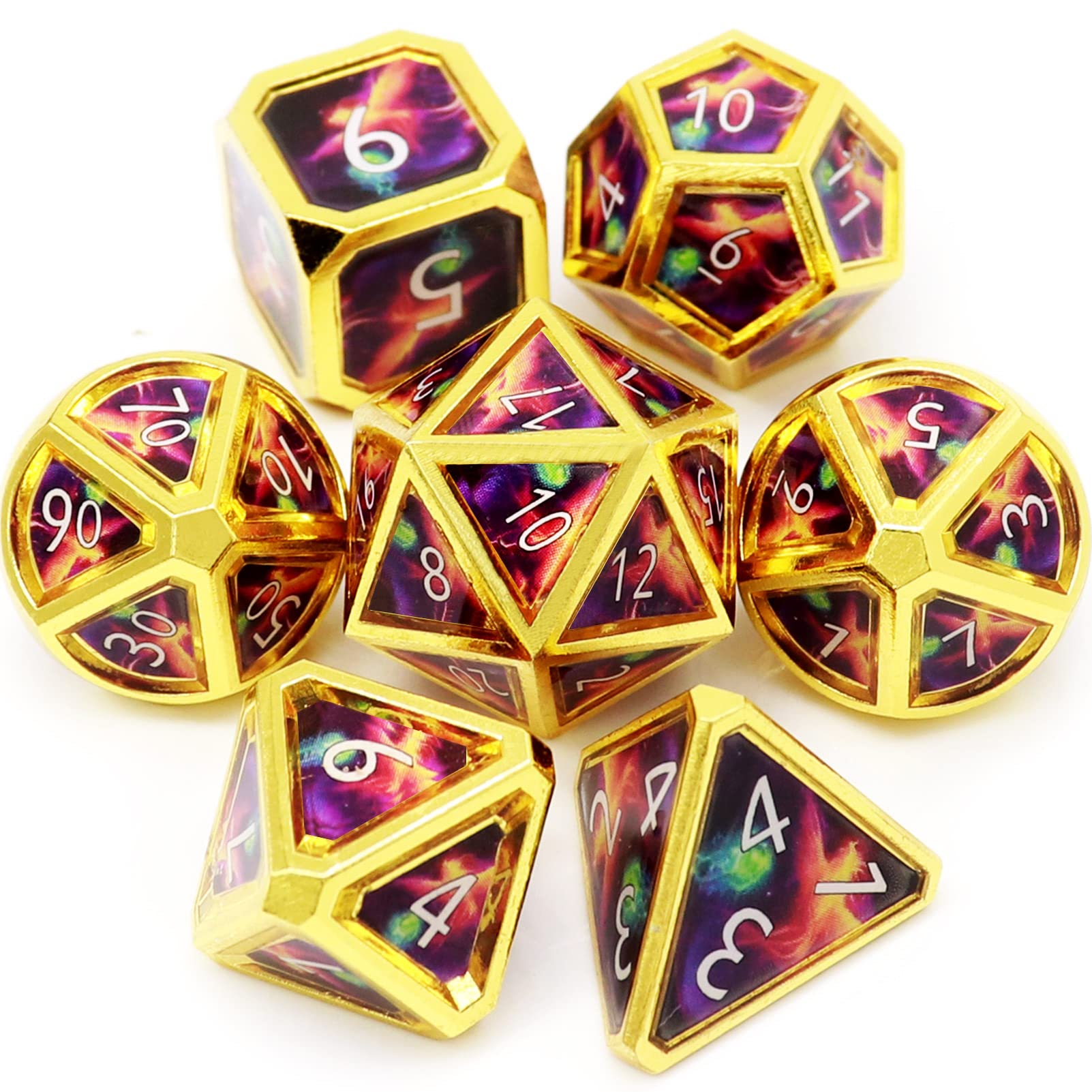 Set De Dados Haxtec Metal Dnd 5e Con Bolsa De Dados De Piel Sintética - Venta Internacional.