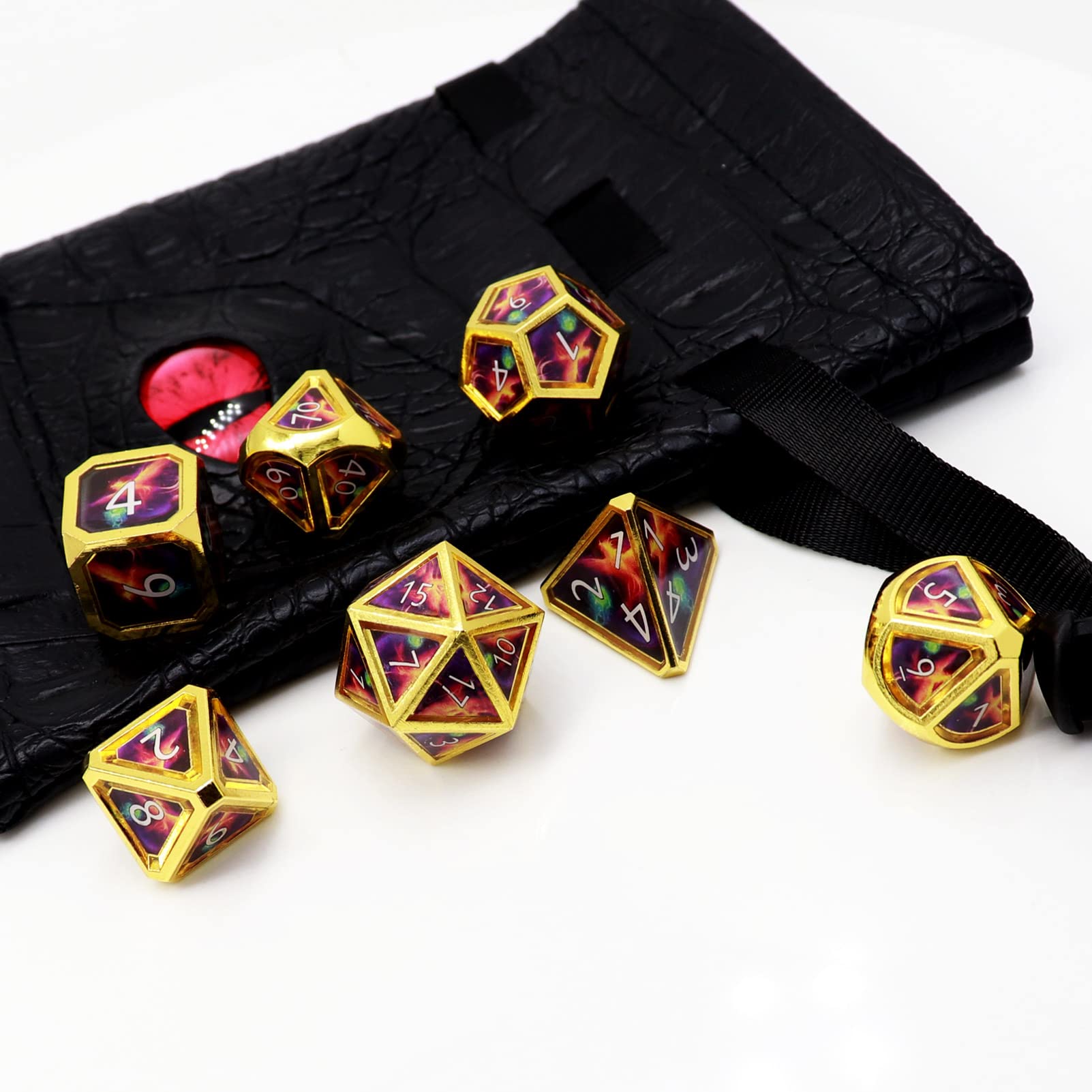 Foto 4 pulgar | Set De Dados Haxtec Metal Dnd 5e Con Bolsa De Dados De Piel Sintética - Venta Internacional.