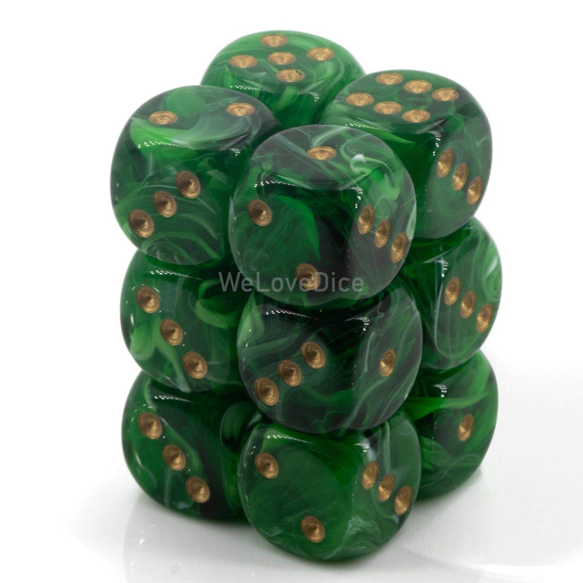 Foto 2 pulgar | Set de Dados Chessex D&d Vortex Green And Gold Polyhedral 12 Piezas D6 - Venta Internacional