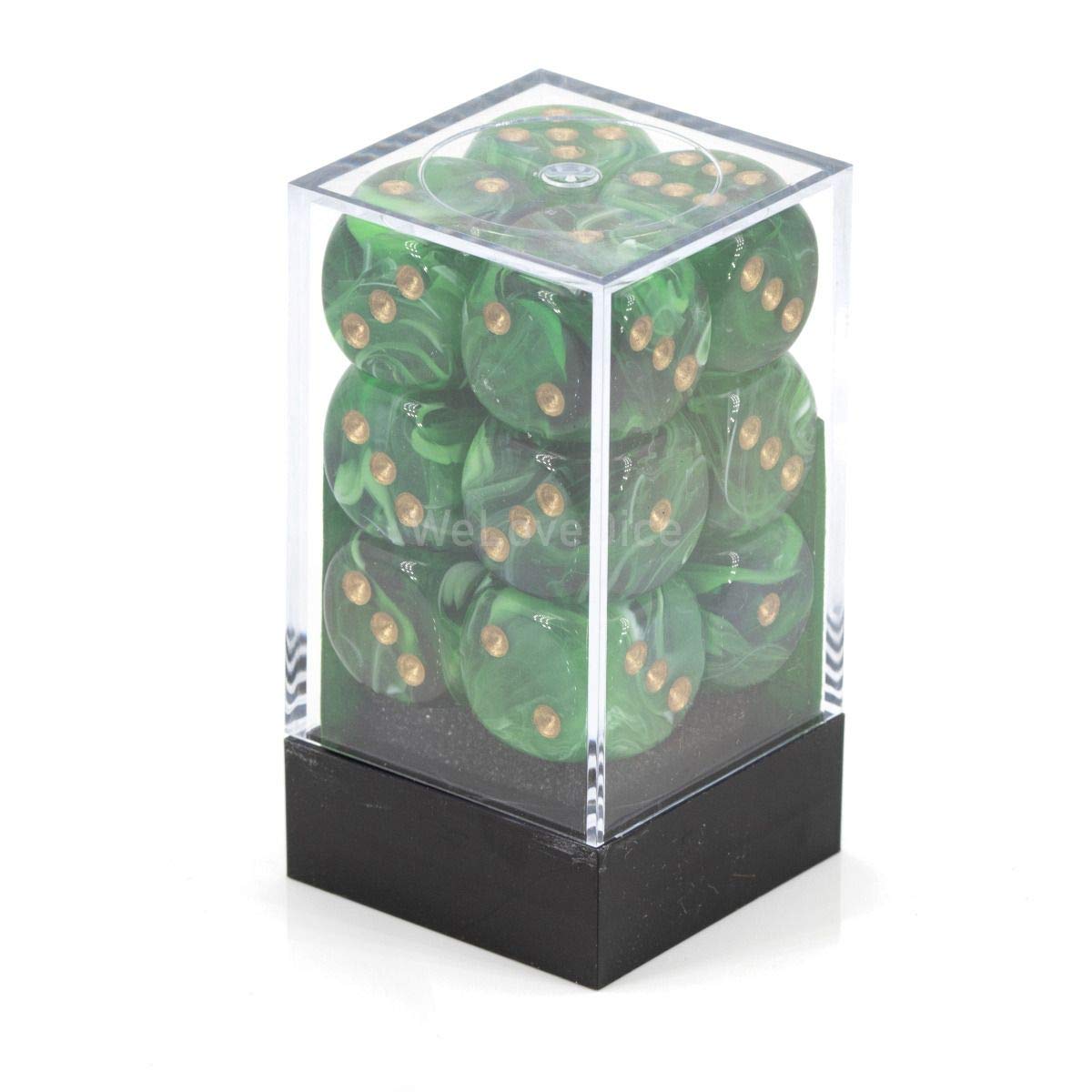 Foto 3 pulgar | Set de Dados Chessex D&d Vortex Green And Gold Polyhedral 12 Piezas D6 - Venta Internacional