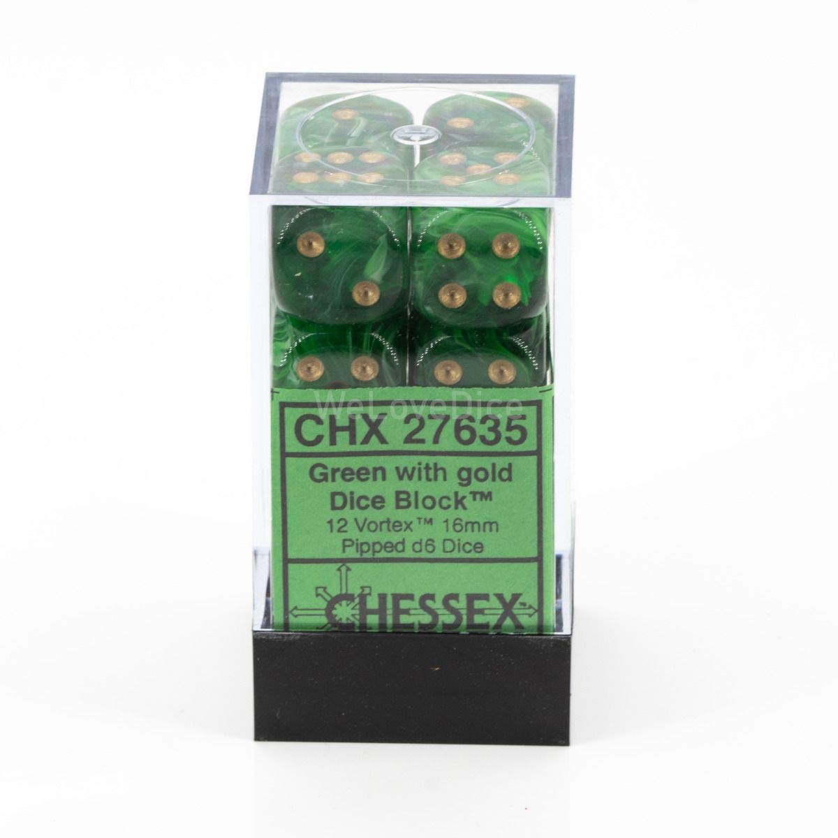 Foto 4 pulgar | Set de Dados Chessex D&d Vortex Green And Gold Polyhedral 12 Piezas D6 - Venta Internacional