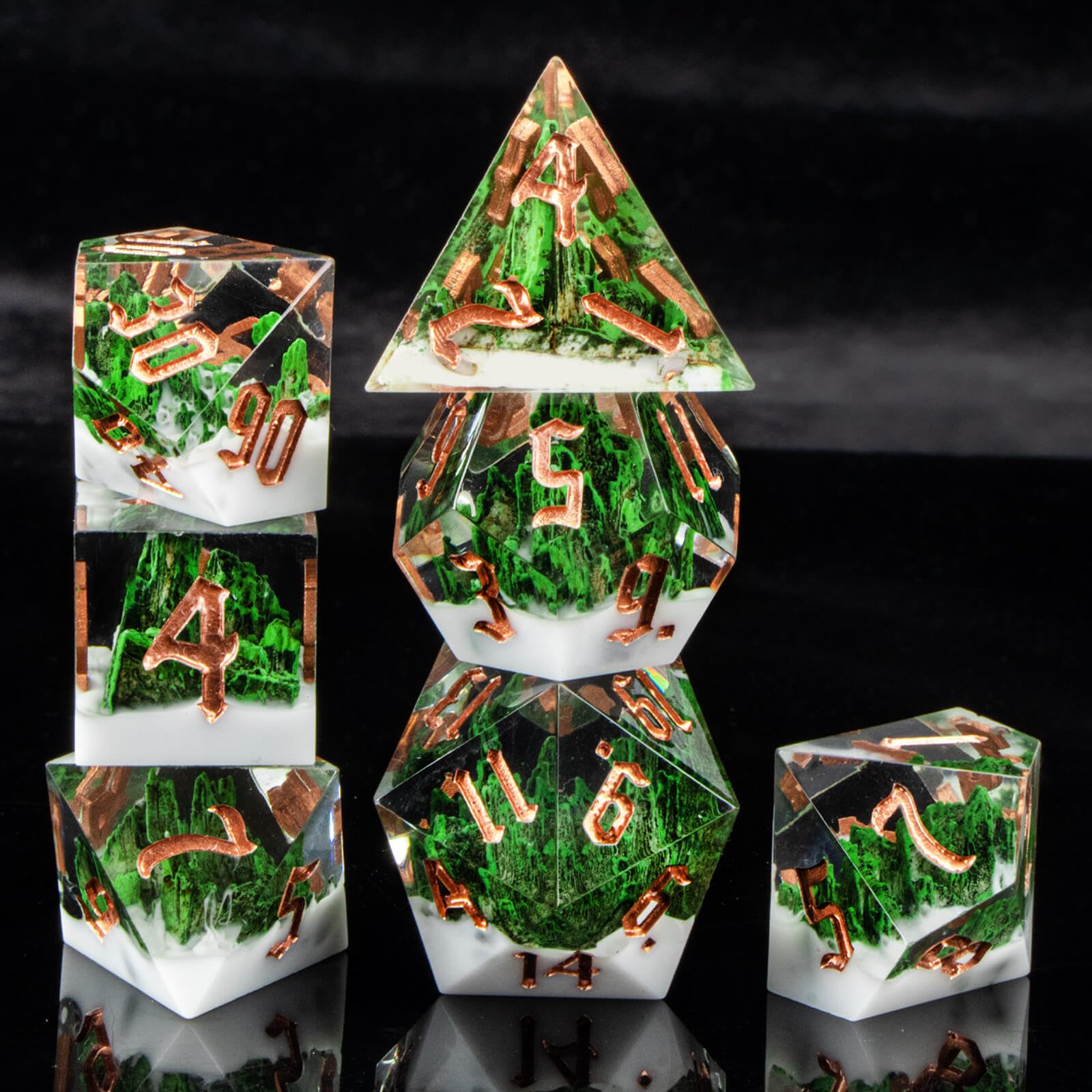 Foto 8 pulgar | Juego De Dados Kerwellsi Sharp Edge Resin Dnd Dungeons Dragons - Venta Internacional.