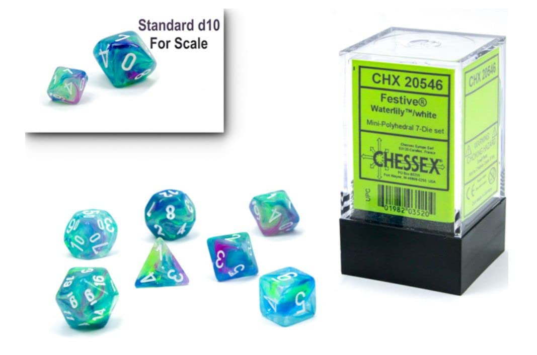 Foto 2 pulgar | Juego De Dados Chessex Festive Waterlily/white Polyhedral 7 Piezas - Venta Internacional.