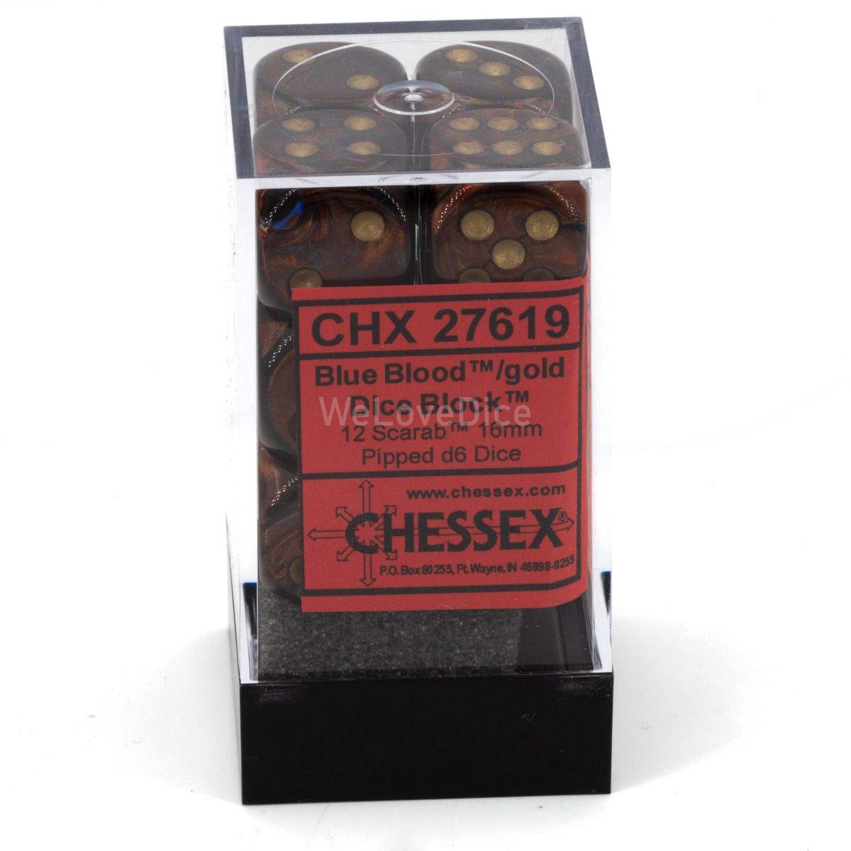 Foto 4 pulgar | Juego de Dados Chessex D&d Scarab Blue Blood & Gold 12 D6 16 mm - Venta Internacional