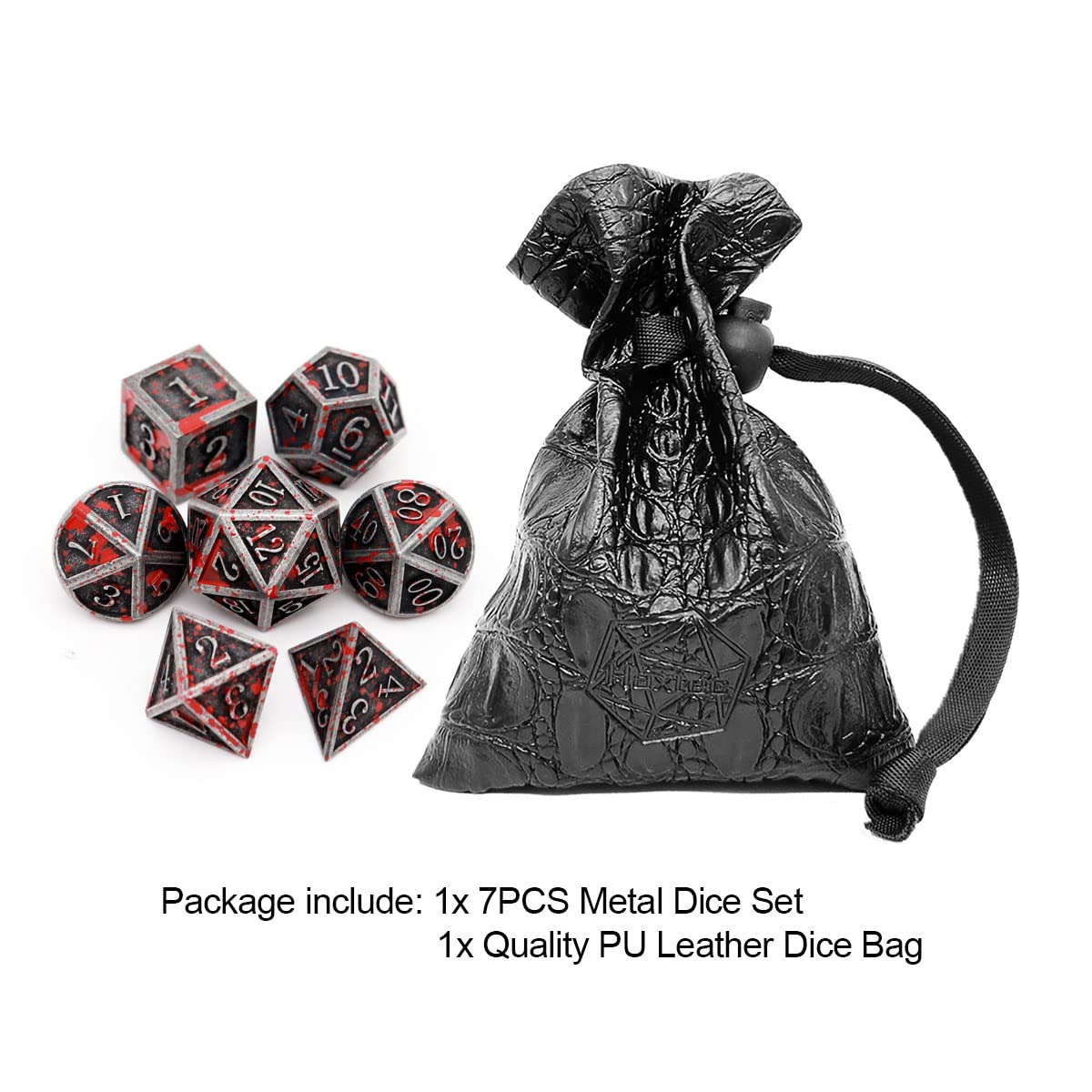 Foto 3 pulgar | Set De Dados Haxtec Bloodstained Metal Dnd Para Dungeons & Dragons - Venta Internacional.