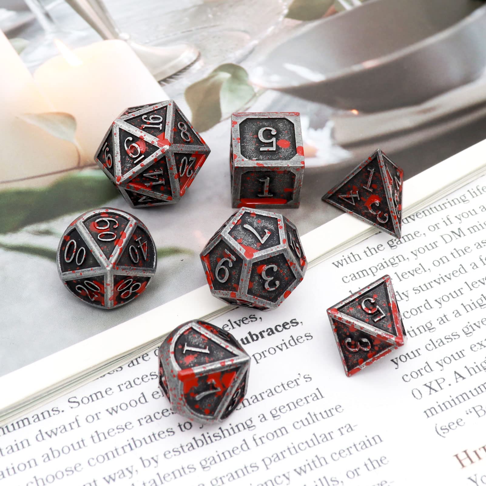 Foto 4 pulgar | Set De Dados Haxtec Bloodstained Metal Dnd Para Dungeons & Dragons - Venta Internacional.