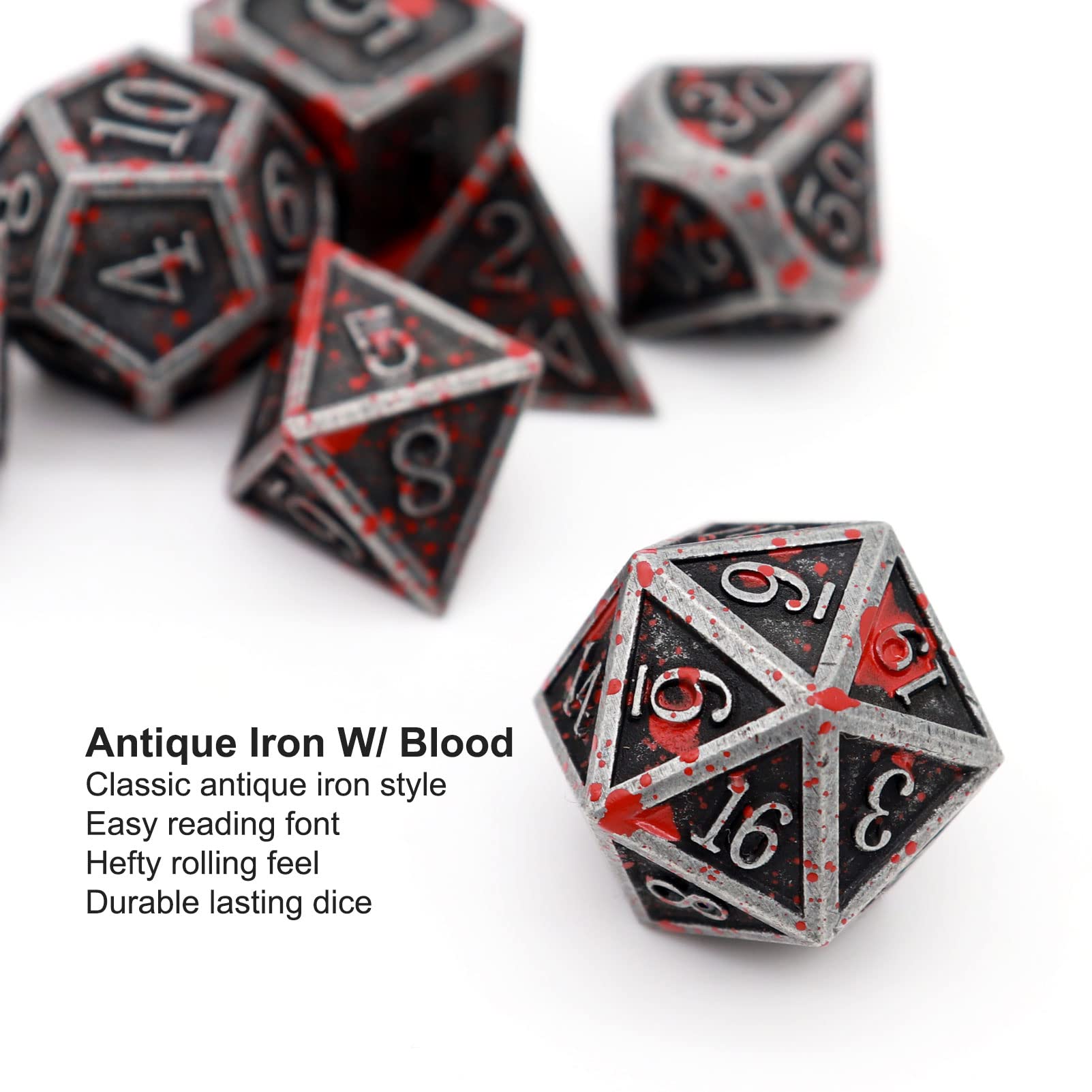 Foto 5 pulgar | Set De Dados Haxtec Bloodstained Metal Dnd Para Dungeons & Dragons - Venta Internacional.