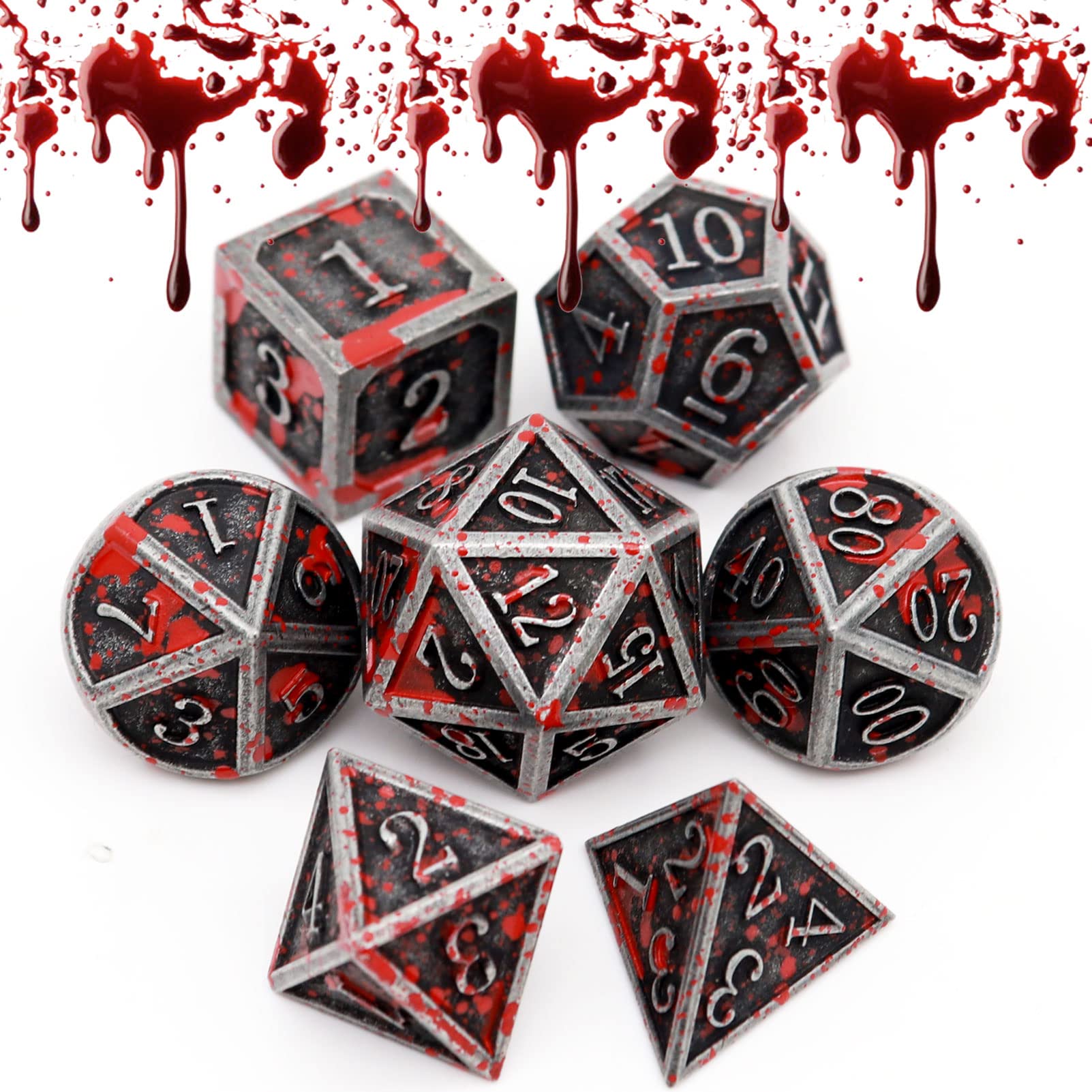 Foto 7 pulgar | Set De Dados Haxtec Bloodstained Metal Dnd Para Dungeons & Dragons - Venta Internacional.