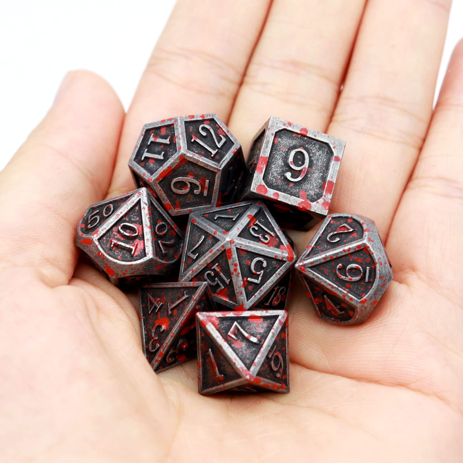 Foto 7 | Set De Dados Haxtec Bloodstained Metal Dnd Para Dungeons & Dragons - Venta Internacional.
