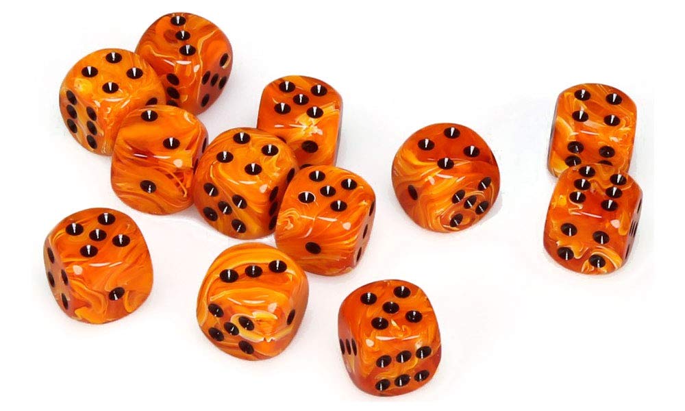 Juego de Dados Dnd Chessex Vortex Naranja y Negro 12 Dados D6 - Venta Internacional