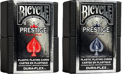 Foto 1 | Baraja de Cartas de Juego de Plástico Bicycle Prestige Impermeables Roja y Azul - Venta Internacional