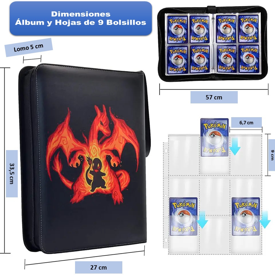 Foto 5 pulgar | Álbum Para 360 Cartas De Pokémon O Similares 27x33 Cm Orange Desi - Venta Internacional.