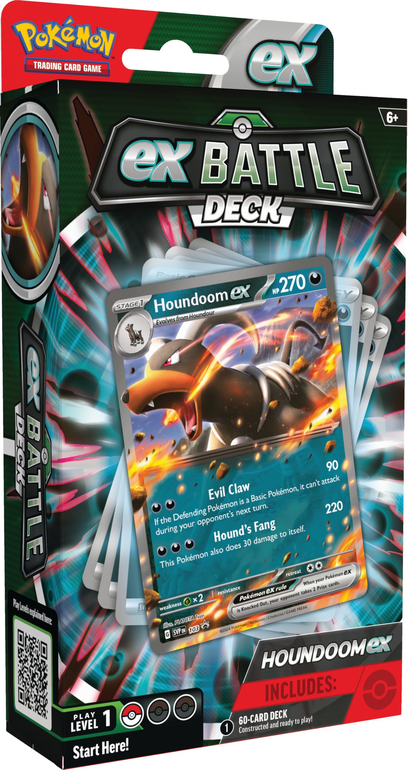 Foto 2 pulgar | Pokémon Tcg Battle Deck Houndoom Ex Con 60 Cartas Y Tapete De Juego - Venta Internacional.