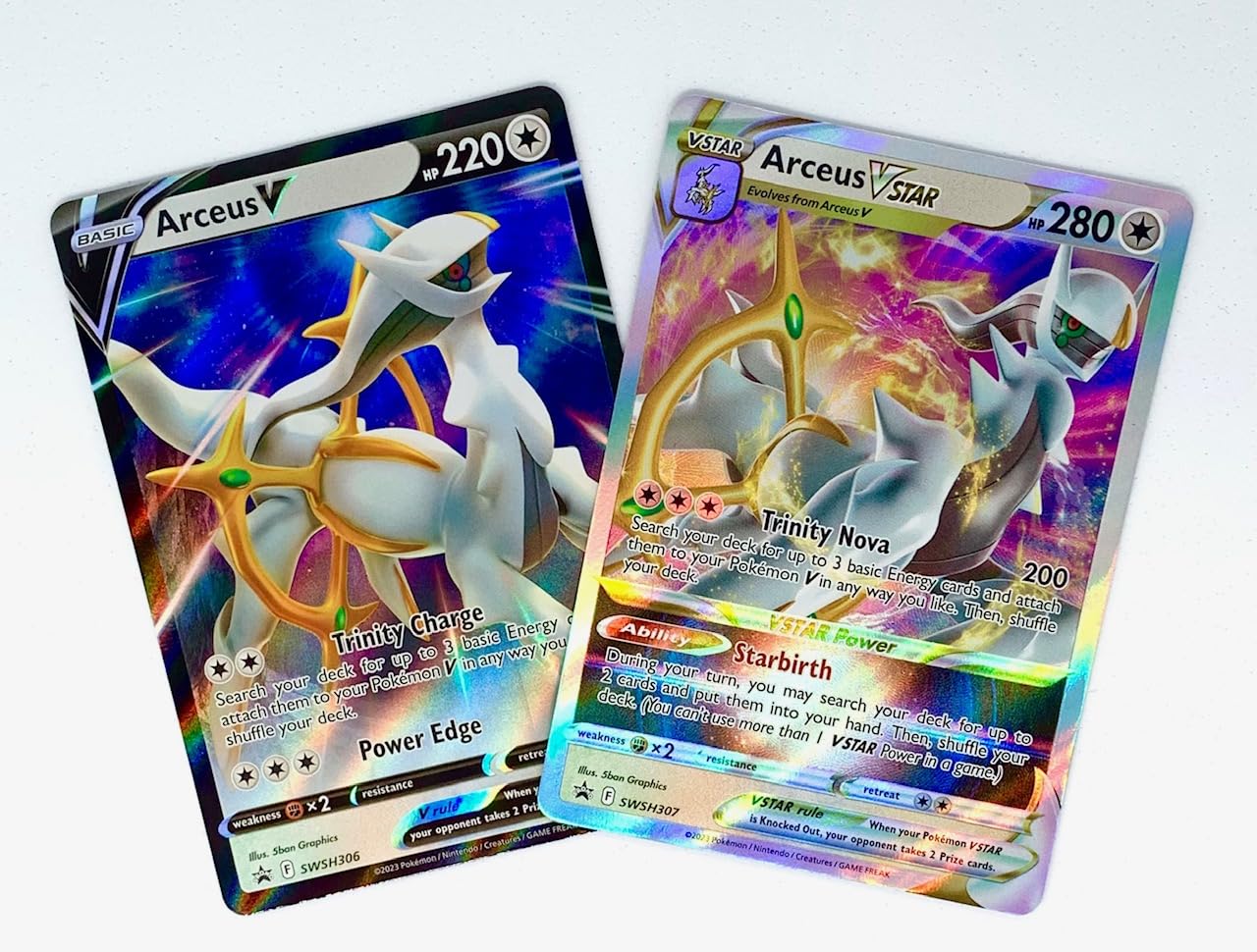 Foto 2 pulgar | Lote de Cartas Pokémon Arceus V y Vstar Black Star Promo Swsh307 + Swsh306 - Venta Internacional