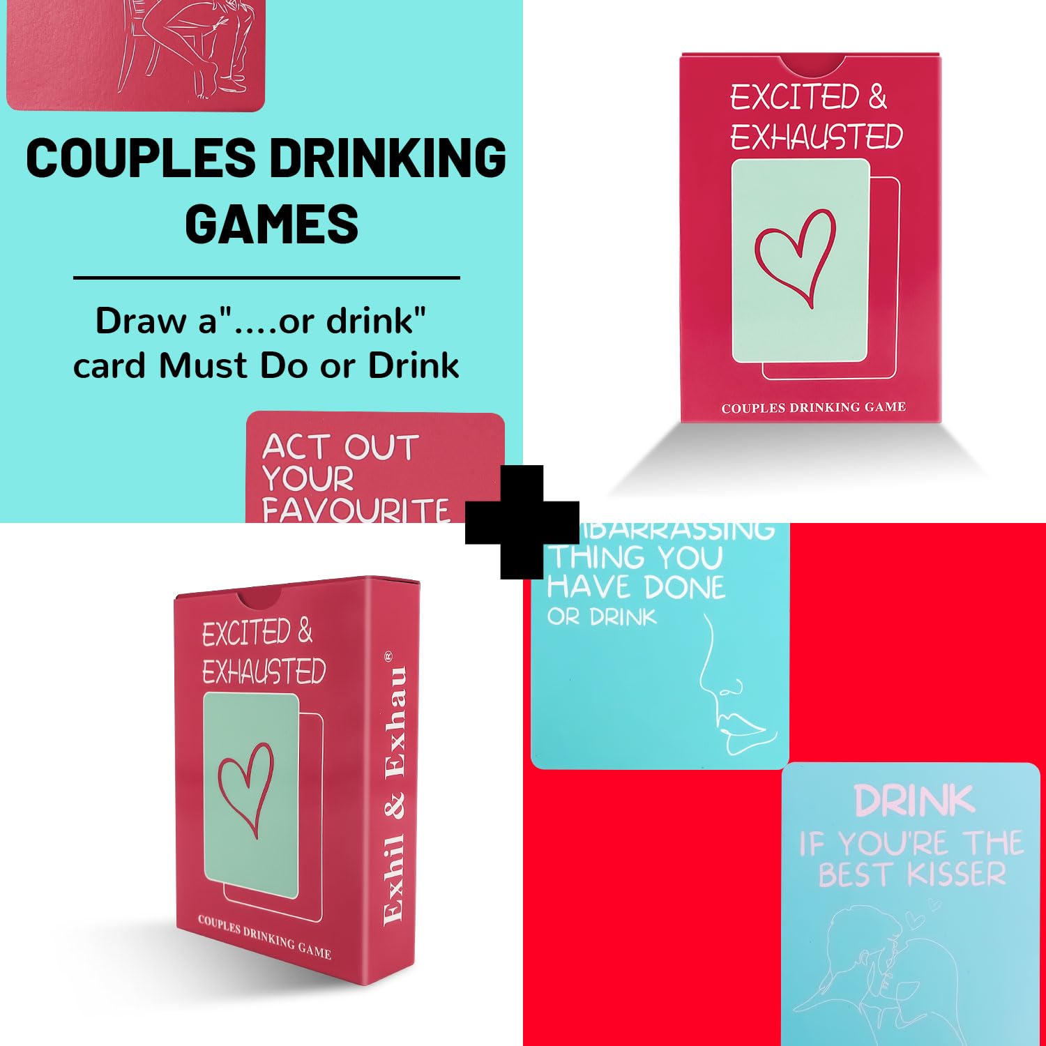 Foto 4 pulgar | Juego De Cartas Emocionado O Agotado Para Parejas Con 50 Cartas - Venta Internacional.