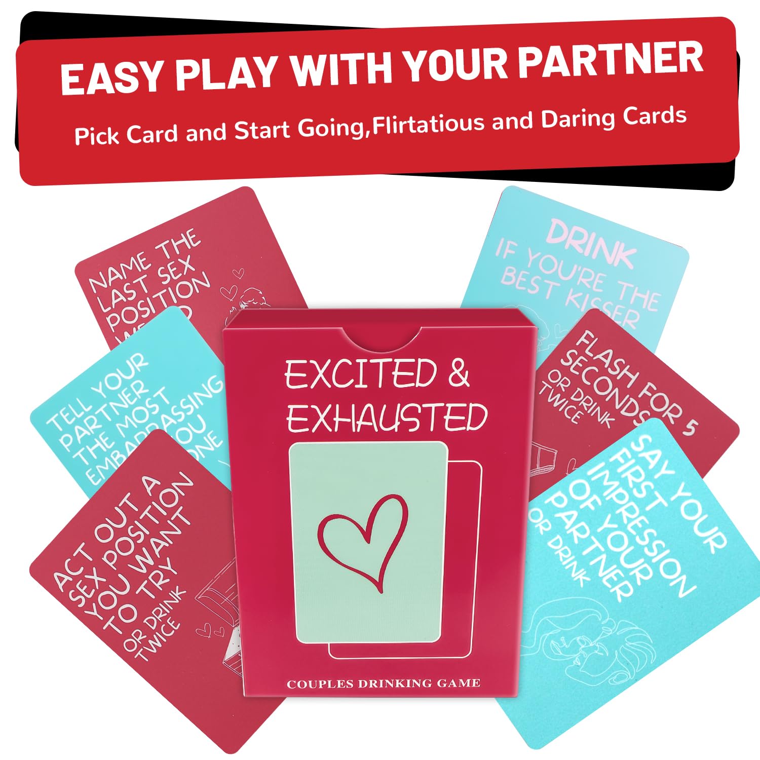 Foto 5 pulgar | Juego De Cartas Emocionado O Agotado Para Parejas Con 50 Cartas - Venta Internacional.