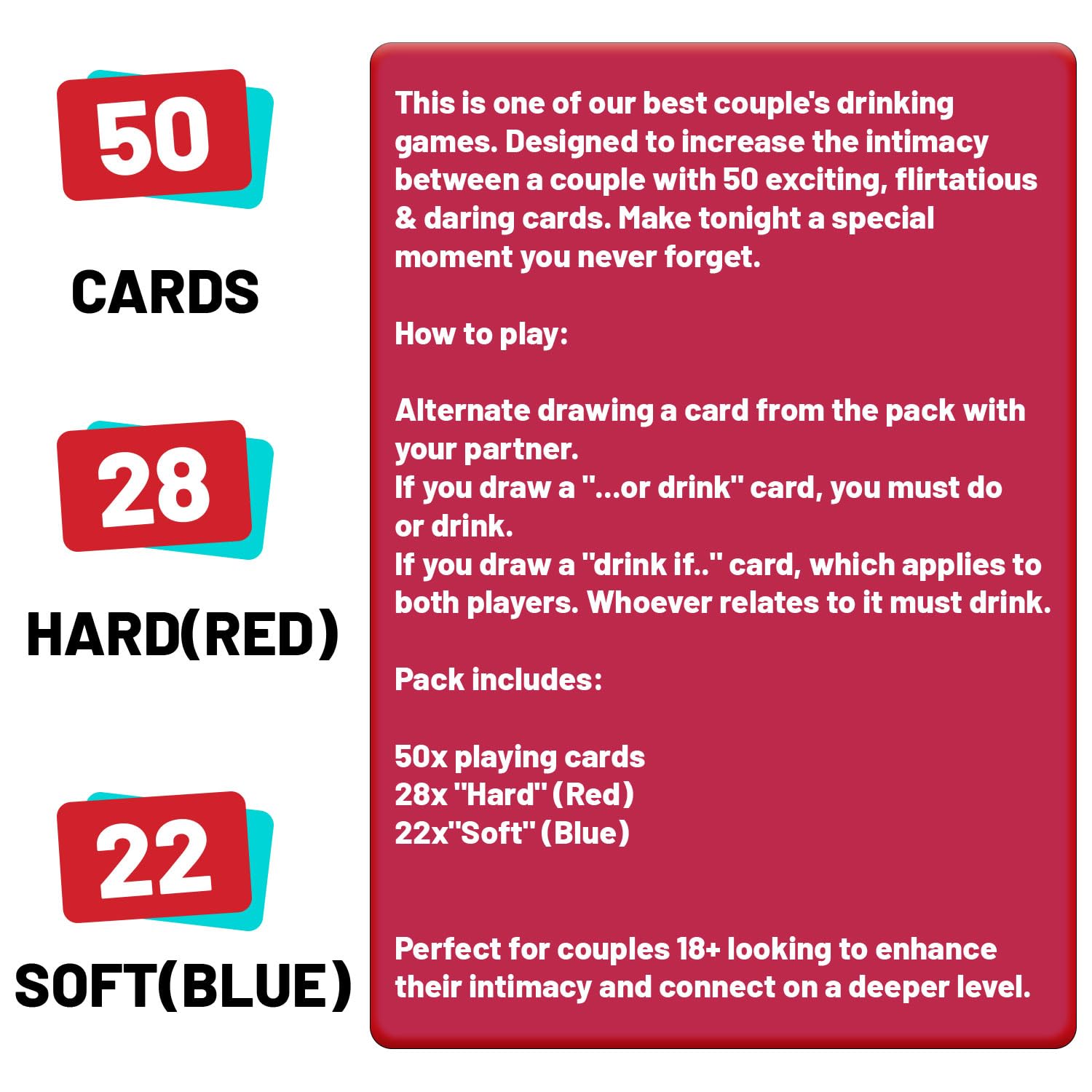 Foto 8 pulgar | Juego De Cartas Emocionado O Agotado Para Parejas Con 50 Cartas - Venta Internacional.