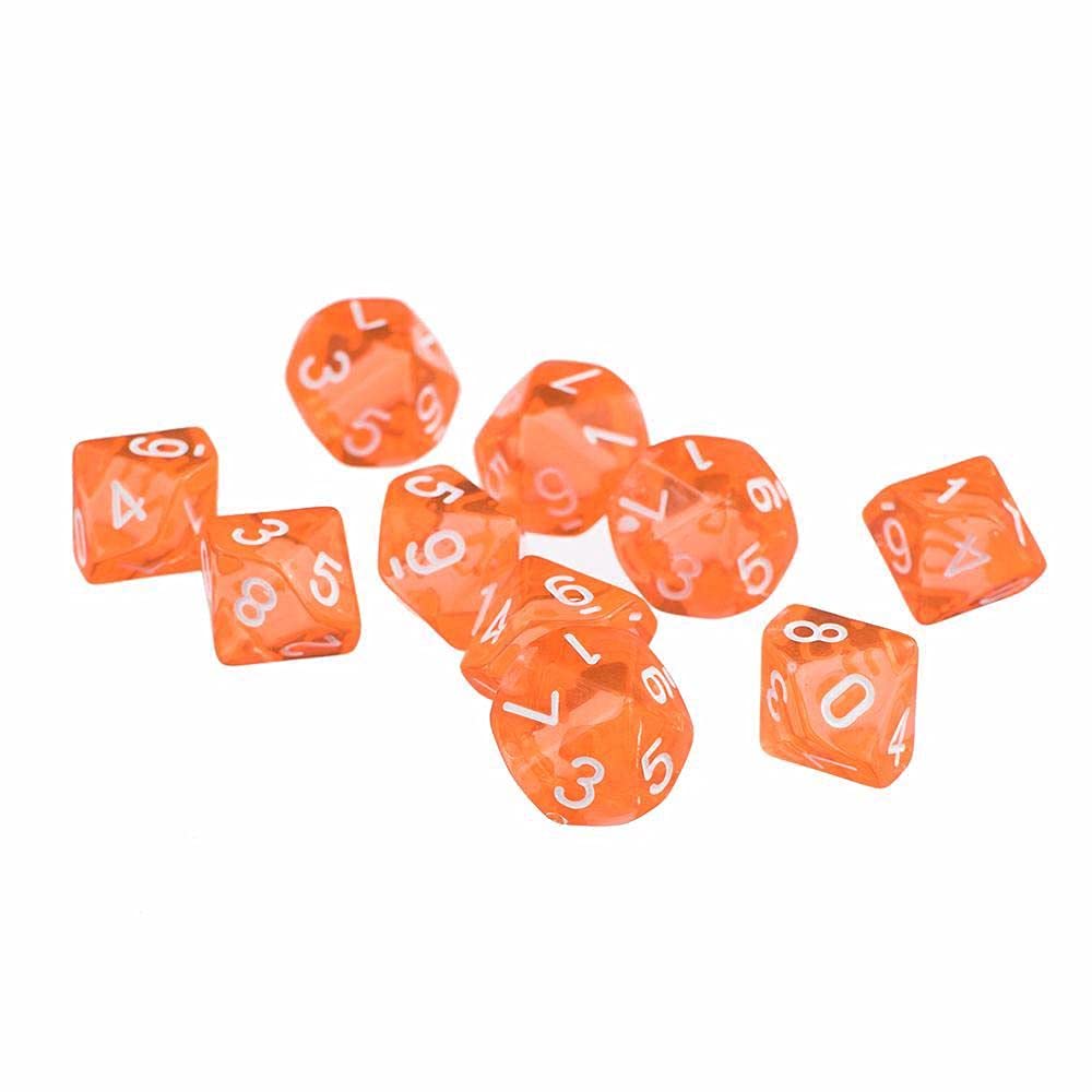Foto 2 pulgar | Dice D10 Poliédrico, 10 Caras, Acrílico, 10 Unidades, Color Naranja - Venta Internacional.
