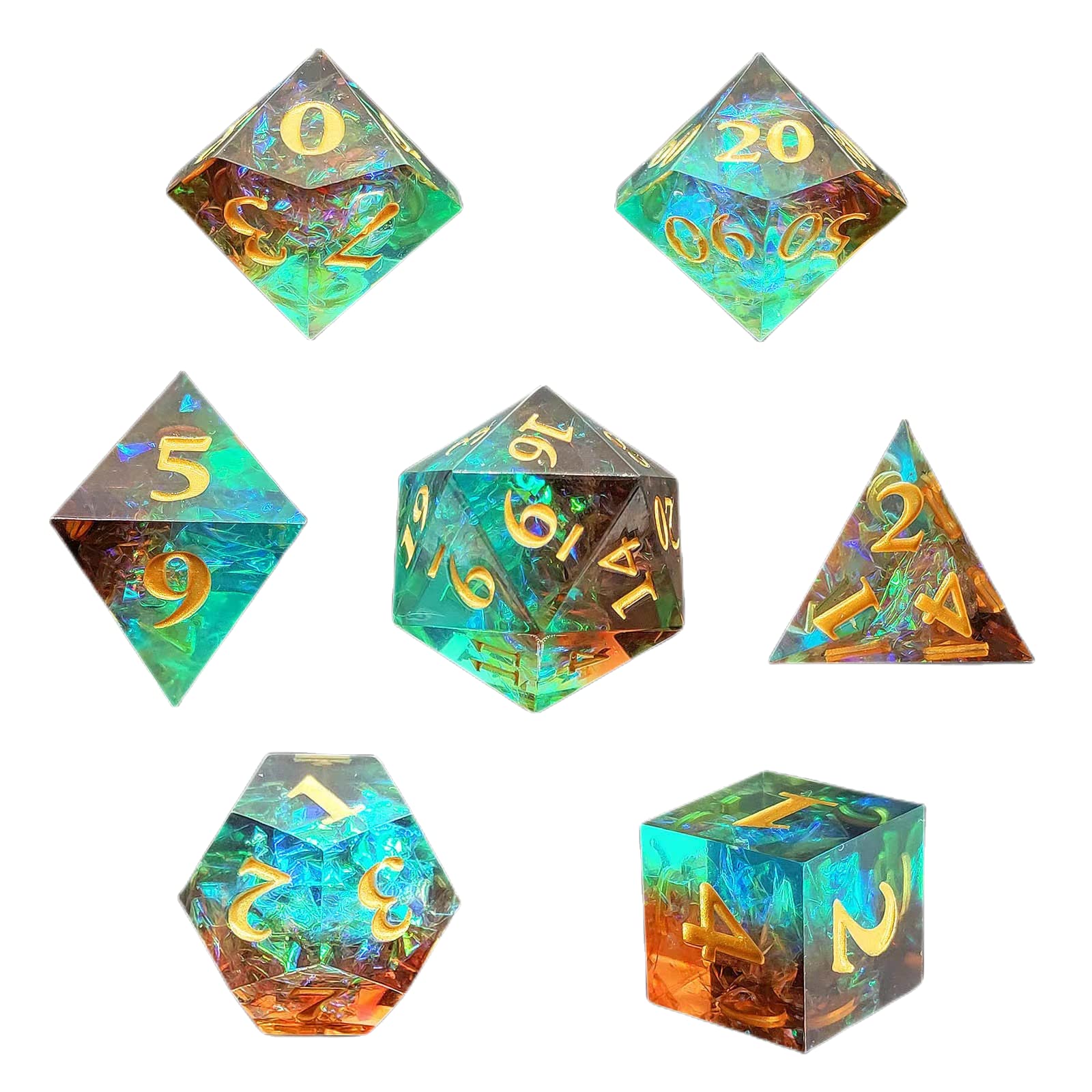 Foto 2 | Juego De Dados De Resina Con Bordes Afilados Para D&d Con Caja Y Bolsa De Metal, Color Verde Y Marrón - Venta Inter