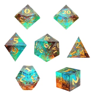 Foto 2 | Juego De Dados De Resina Con Bordes Afilados Para D&d Con Caja Y Bolsa De Metal, Color Verde Y Marrón - Venta Inter