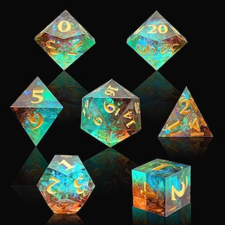 Foto 5 | Juego De Dados De Resina Con Bordes Afilados Para D&d Con Caja Y Bolsa De Metal, Color Verde Y Marrón - Venta Inter